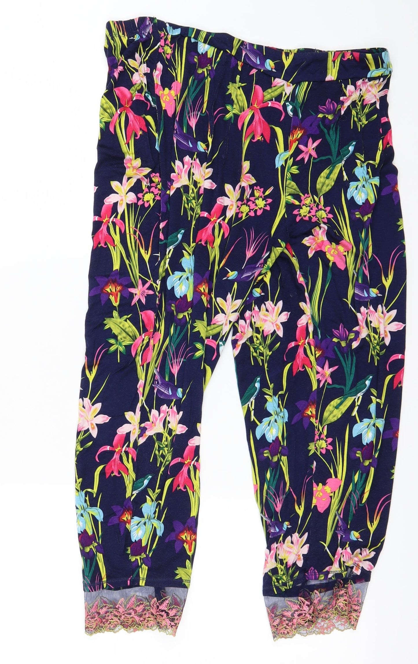 TU Womens Blue Floral  Bloomer Trousers Size 14 L20 in