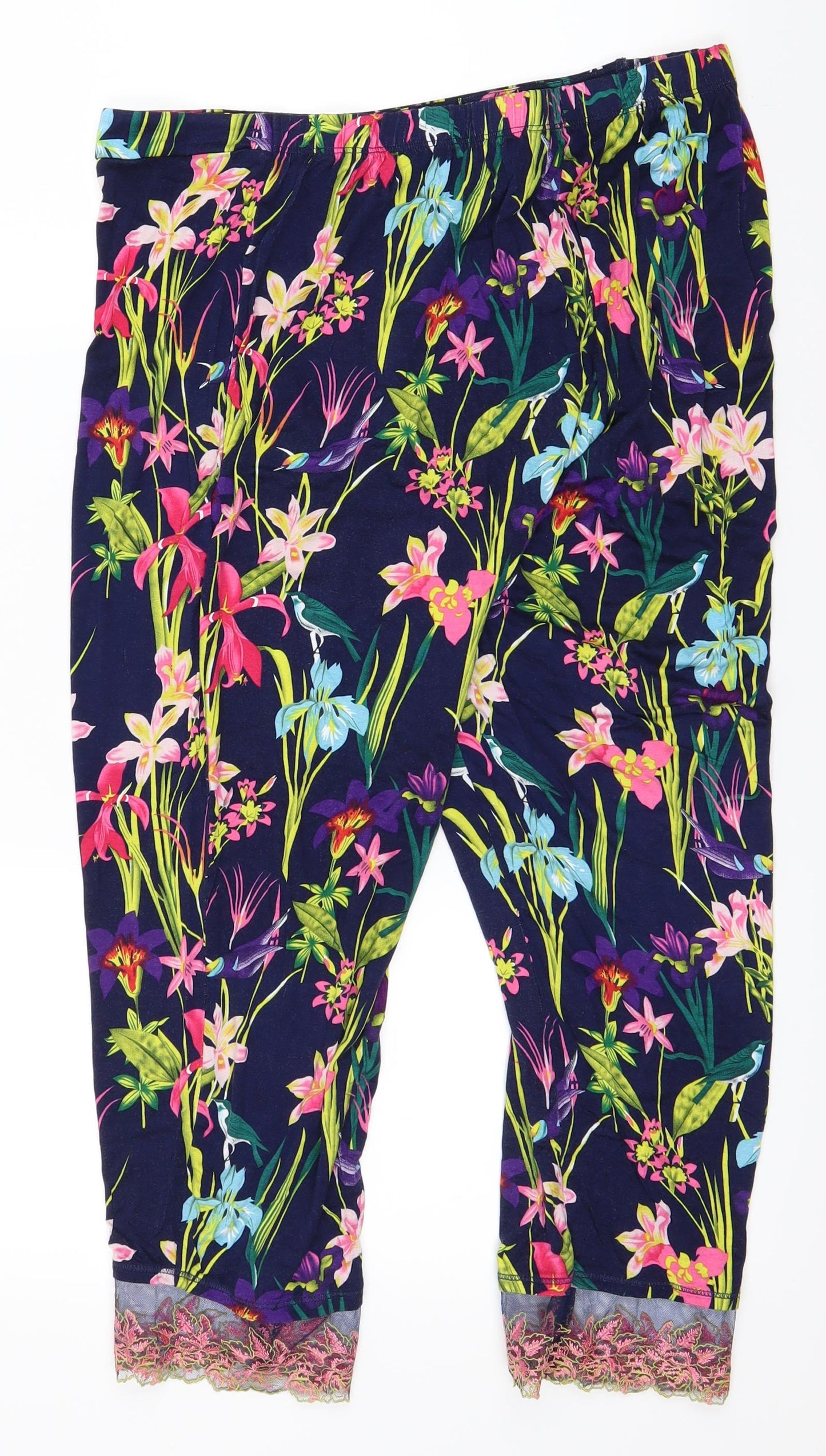 TU Womens Blue Floral  Bloomer Trousers Size 14 L20 in