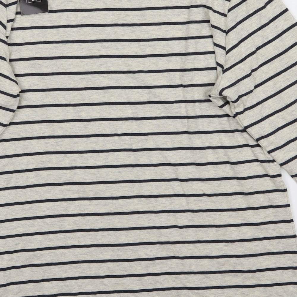 F&F Womens Grey Striped  Basic T-Shirt Size 20