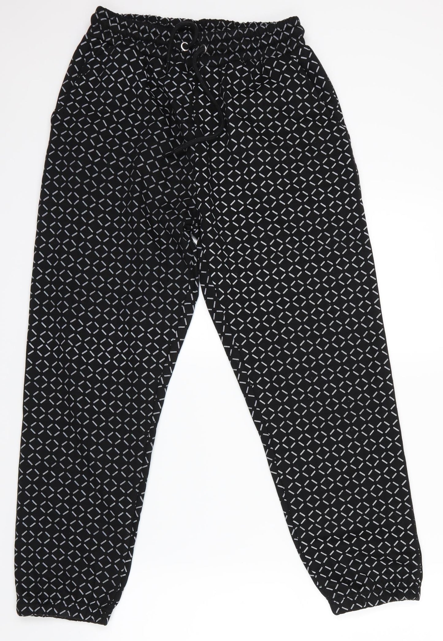 Cameo Rose Womens Black Geometric  Jogger Trousers Size L L25 in
