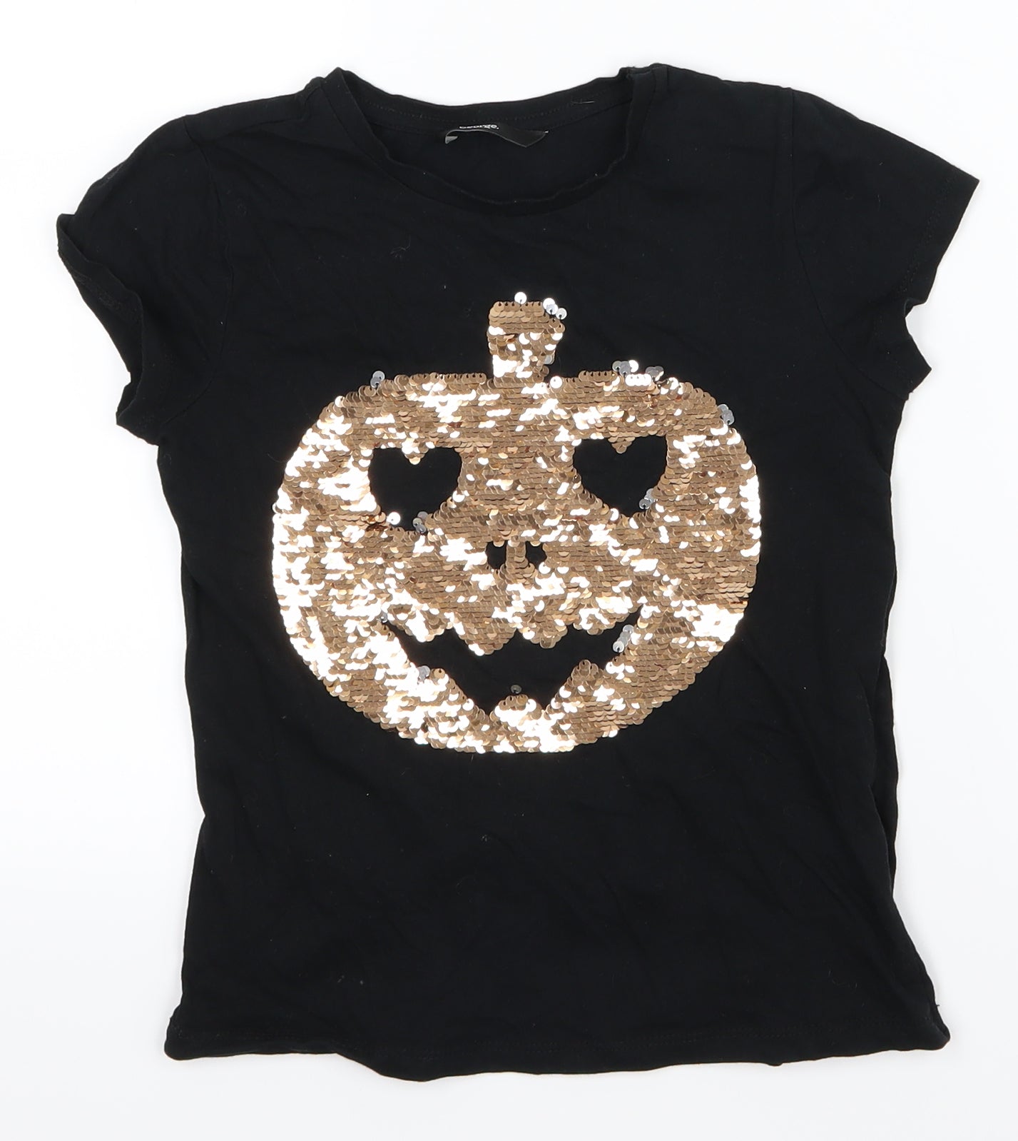 George Girls Black   Basic T-Shirt Size 9-10 Years  - Pumpkin
