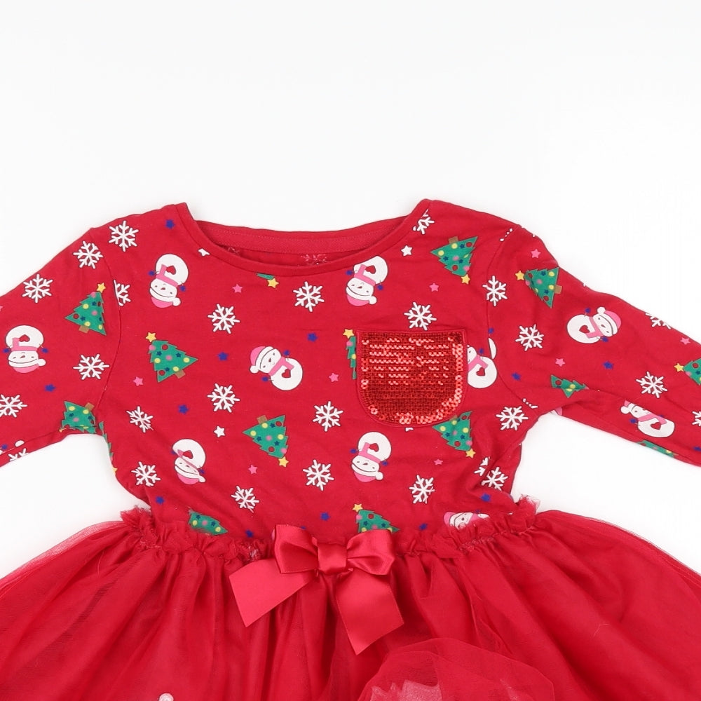 F&F Girls Red   Fit & Flare  Size 3-4 Years