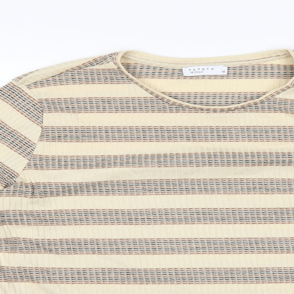 Papaya Womens Beige Striped  Pullover Jumper Size 18