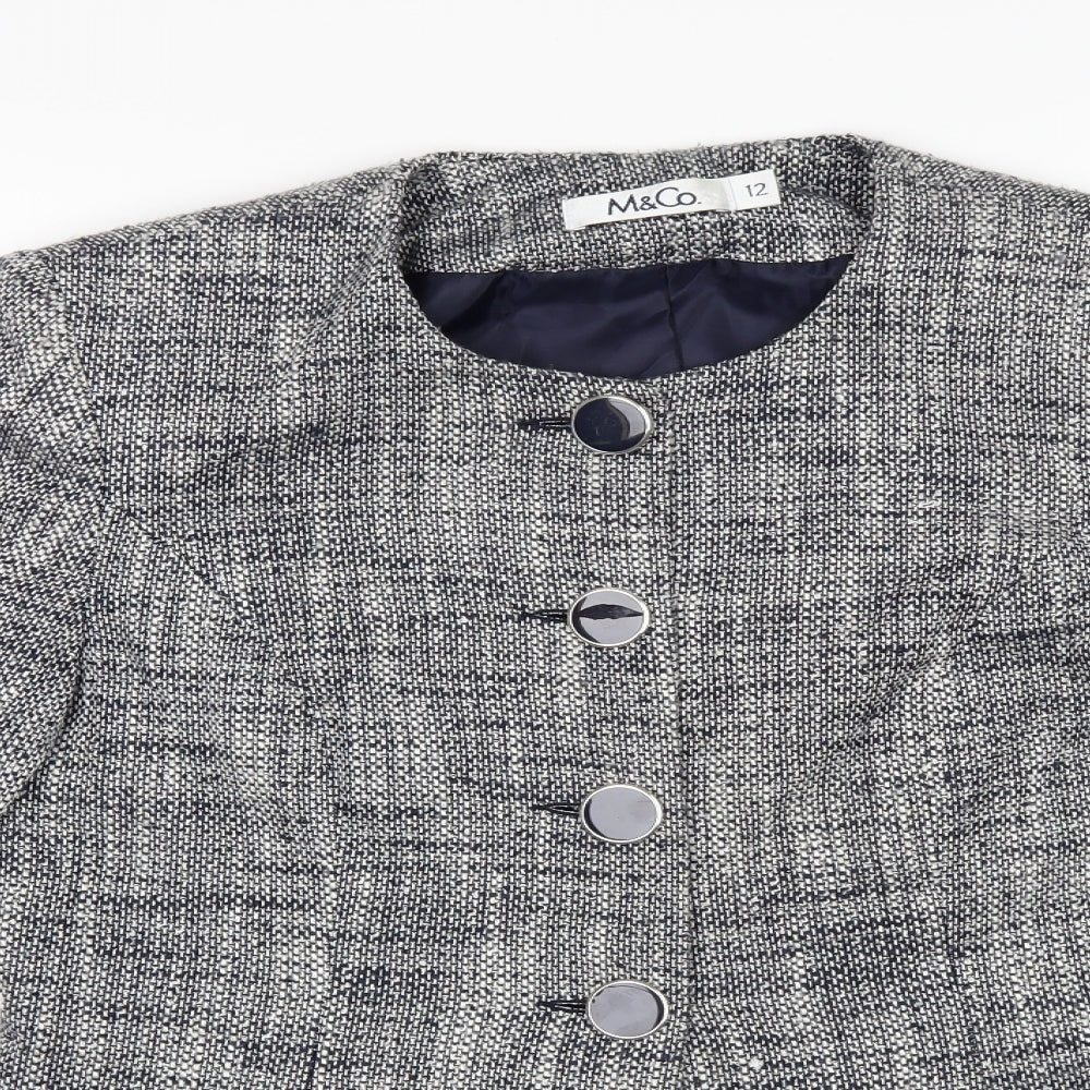 M&Co Womens Grey   Jacket Blazer Size 12