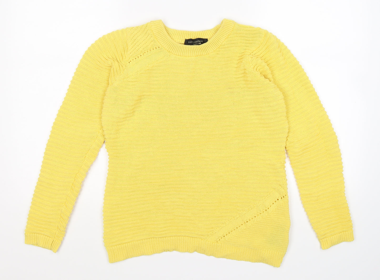 Paul Costelloe Womens Yellow  Knit Pullover Jumper Size S