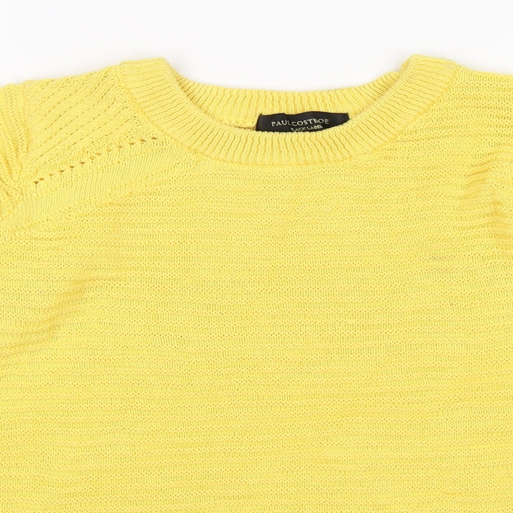 Paul Costelloe Womens Yellow  Knit Pullover Jumper Size S
