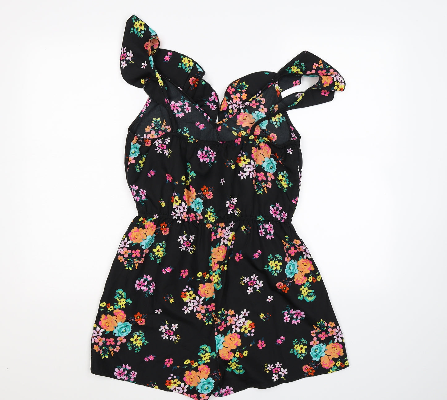 Primark Womens Black Floral  Playsuit One-Piece Size 12