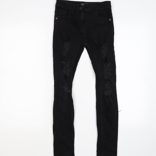 A2Z 4 kids Girls Black  Denim Skinny Jeans Size 11-12 Years - distressed