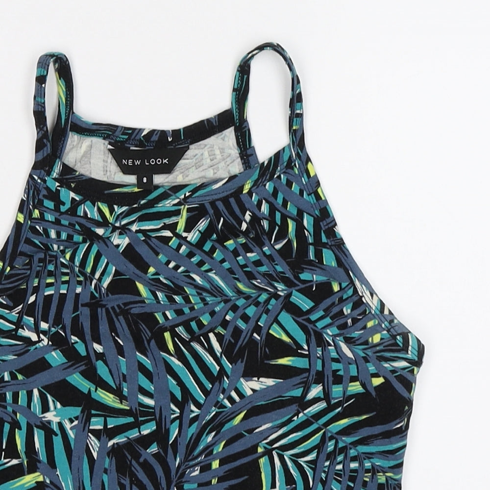 New Look Womens Green Floral  Basic Tank Size 8  - Leaves
