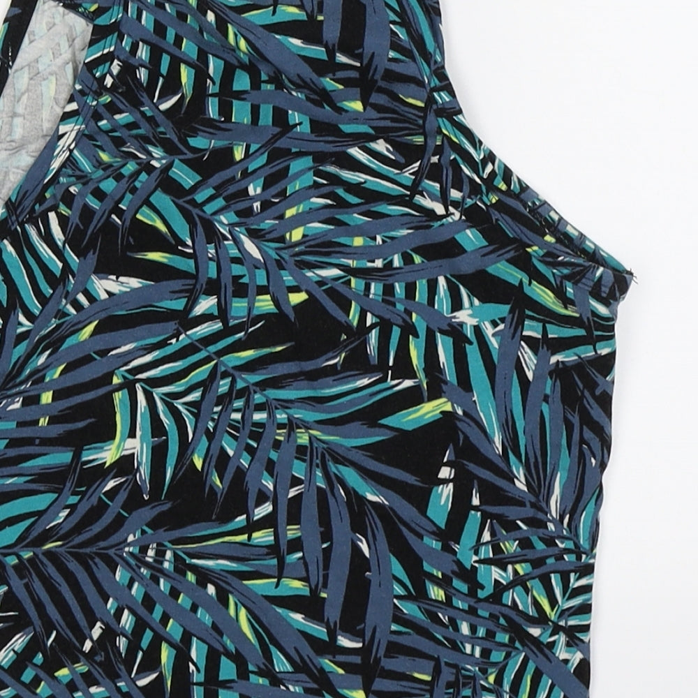 New Look Womens Green Floral  Basic Tank Size 8  - Leaves