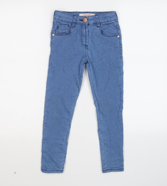 Front view of Matalan girls’ blue denim skinny jeans, size 7, years