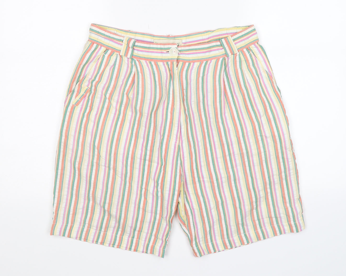 Alice Collins Womens Beige Striped  Bermuda Shorts Size 12