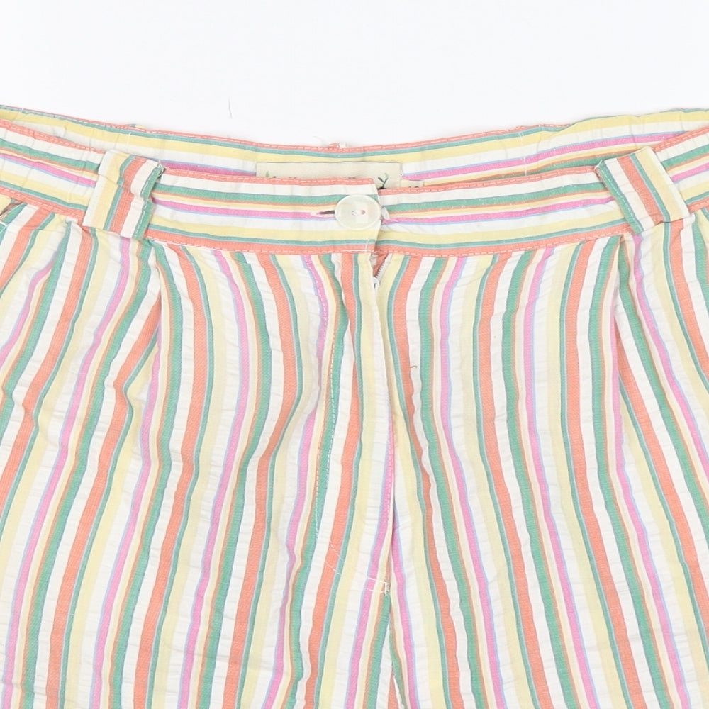 Alice Collins Womens Beige Striped  Bermuda Shorts Size 12