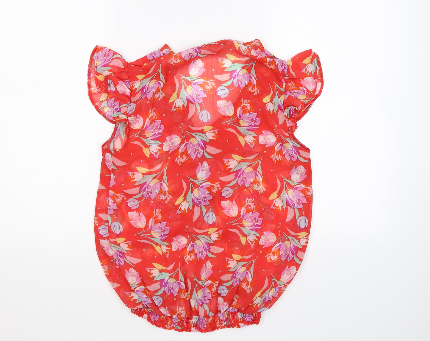 Atmosphere Womens Red Floral Chiffon Tunic Blouse Size 10