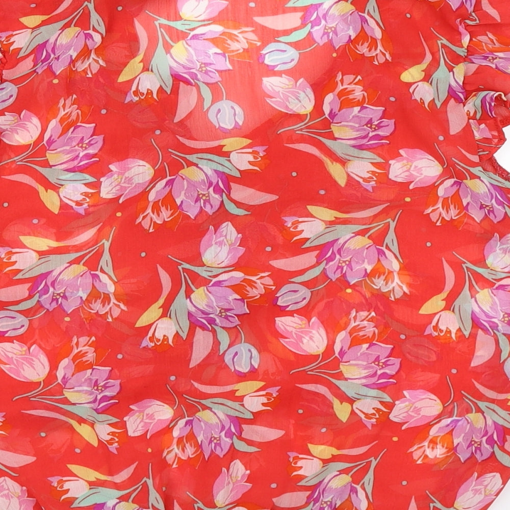 Atmosphere Womens Red Floral Chiffon Tunic Blouse Size 10