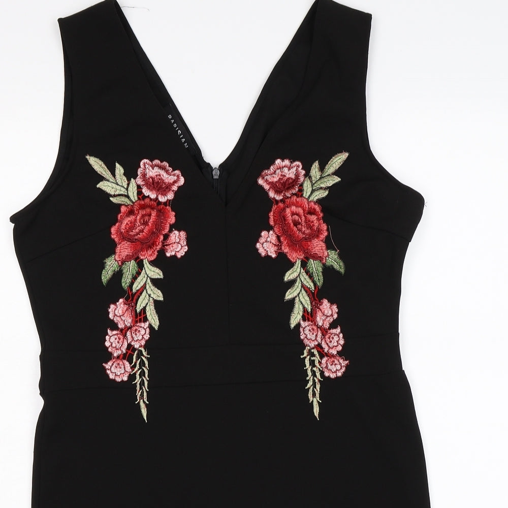 parisian Womens Black Floral  Bodycon  Size 14