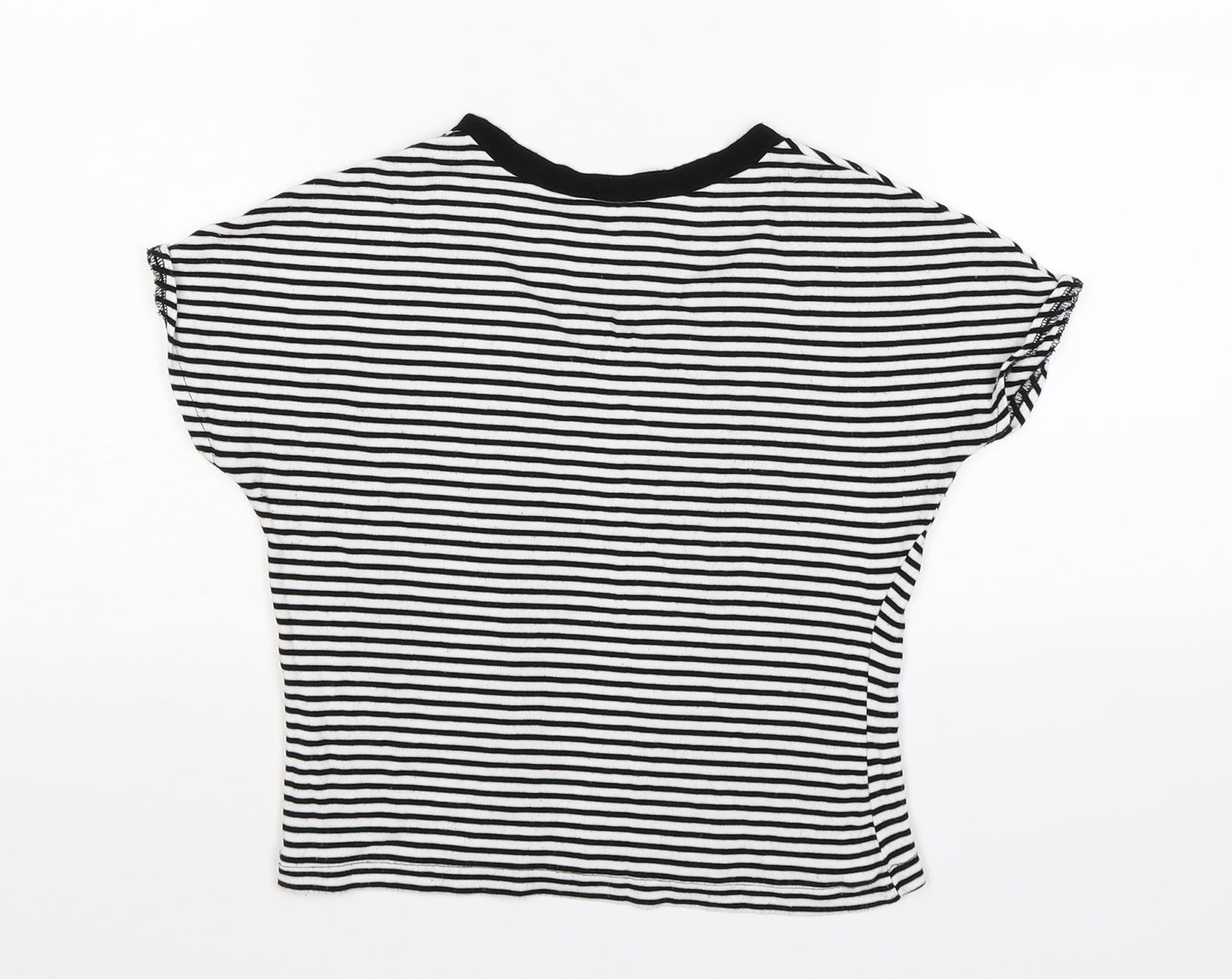 Zara Womens White Striped  Basic T-Shirt Size M