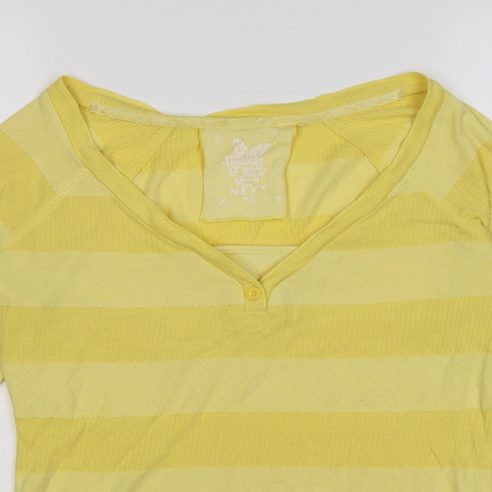 NEXT Womens Yellow Striped  Basic T-Shirt Size 10