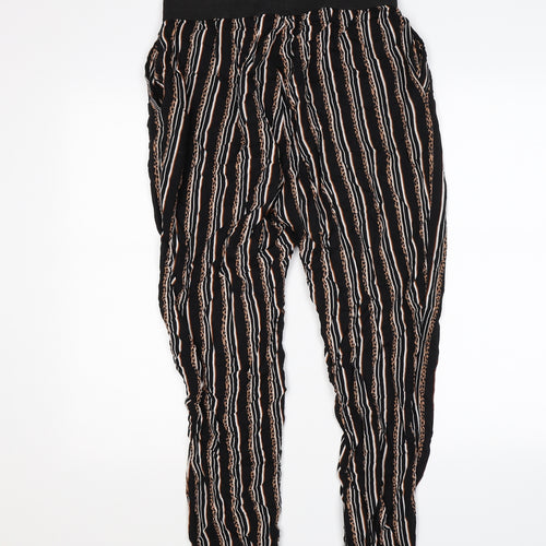 Select Womens Black Striped  Jogger Trousers Size 12 L26 in