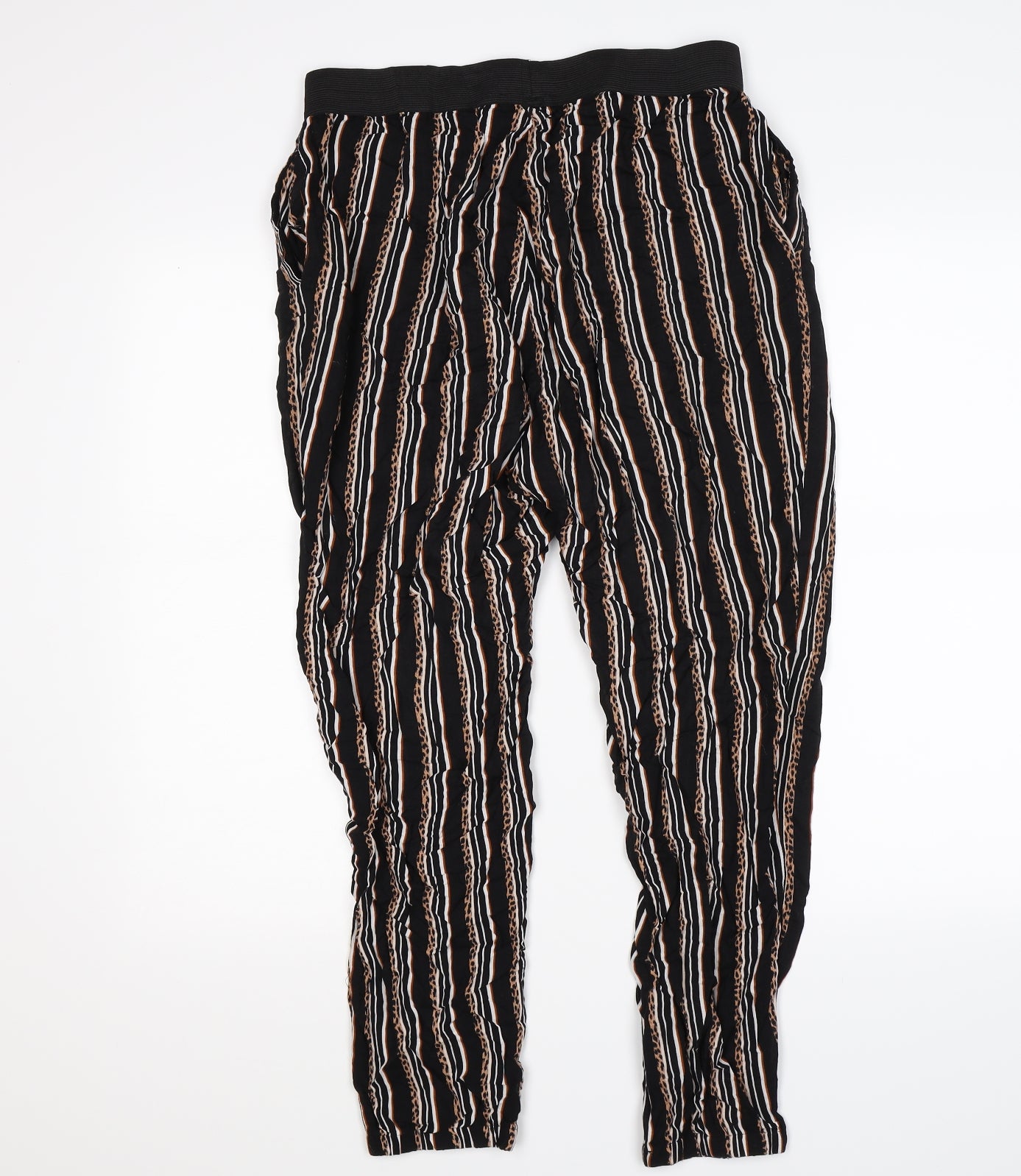 Select Womens Black Striped  Jogger Trousers Size 12 L26 in