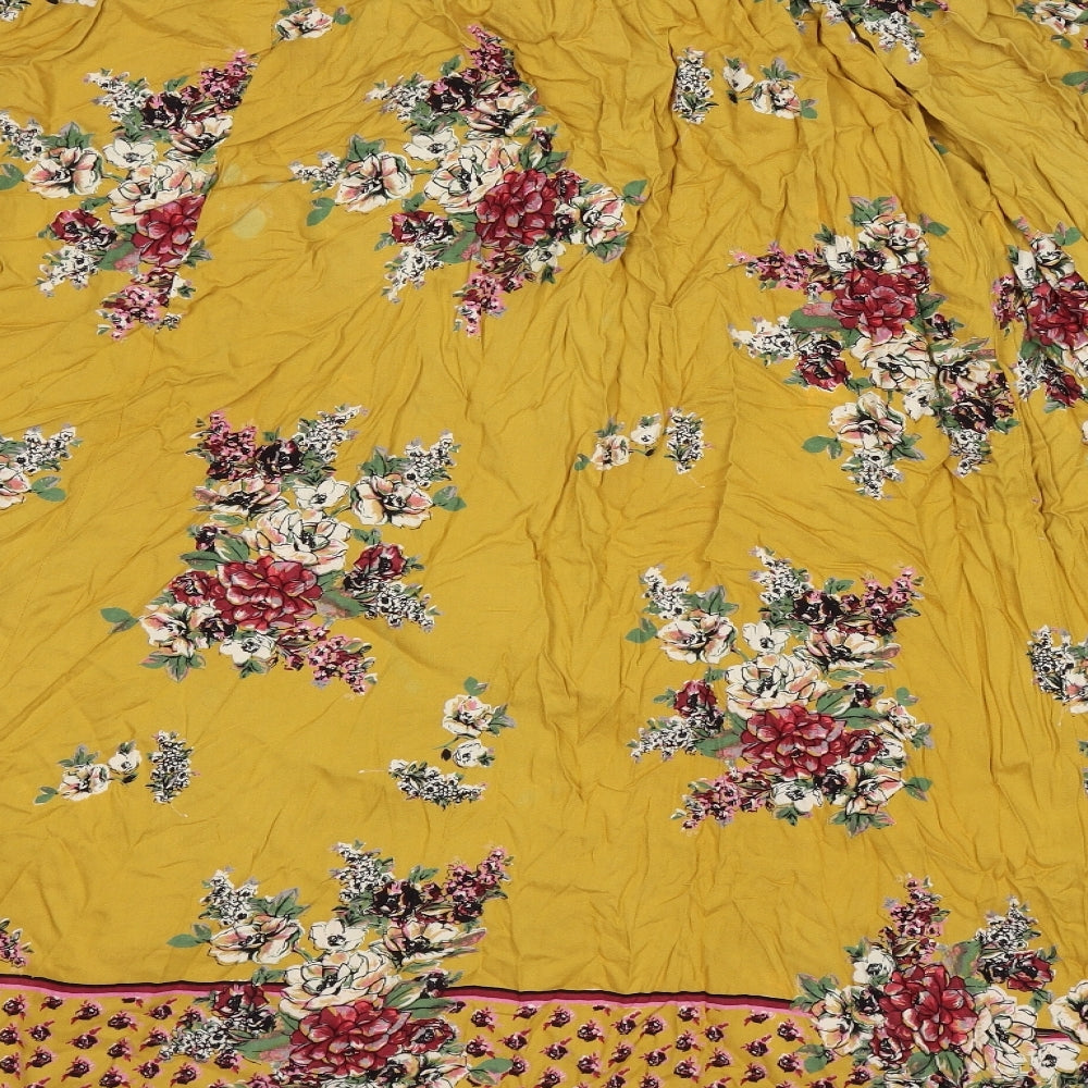 Angie Womens Yellow Floral  Peasant Skirt Size M