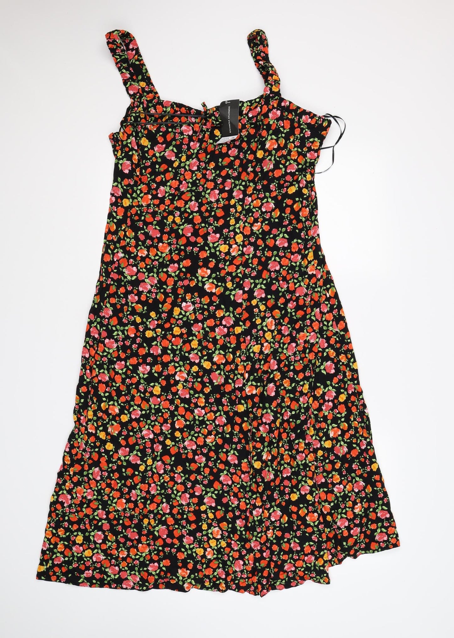 Dorothy Perkins Womens Black Floral  A-Line  Size 18