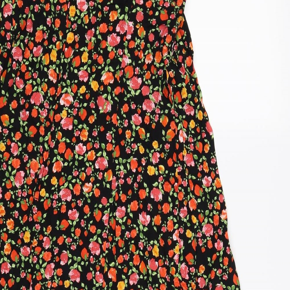 Dorothy Perkins Womens Black Floral  A-Line  Size 18