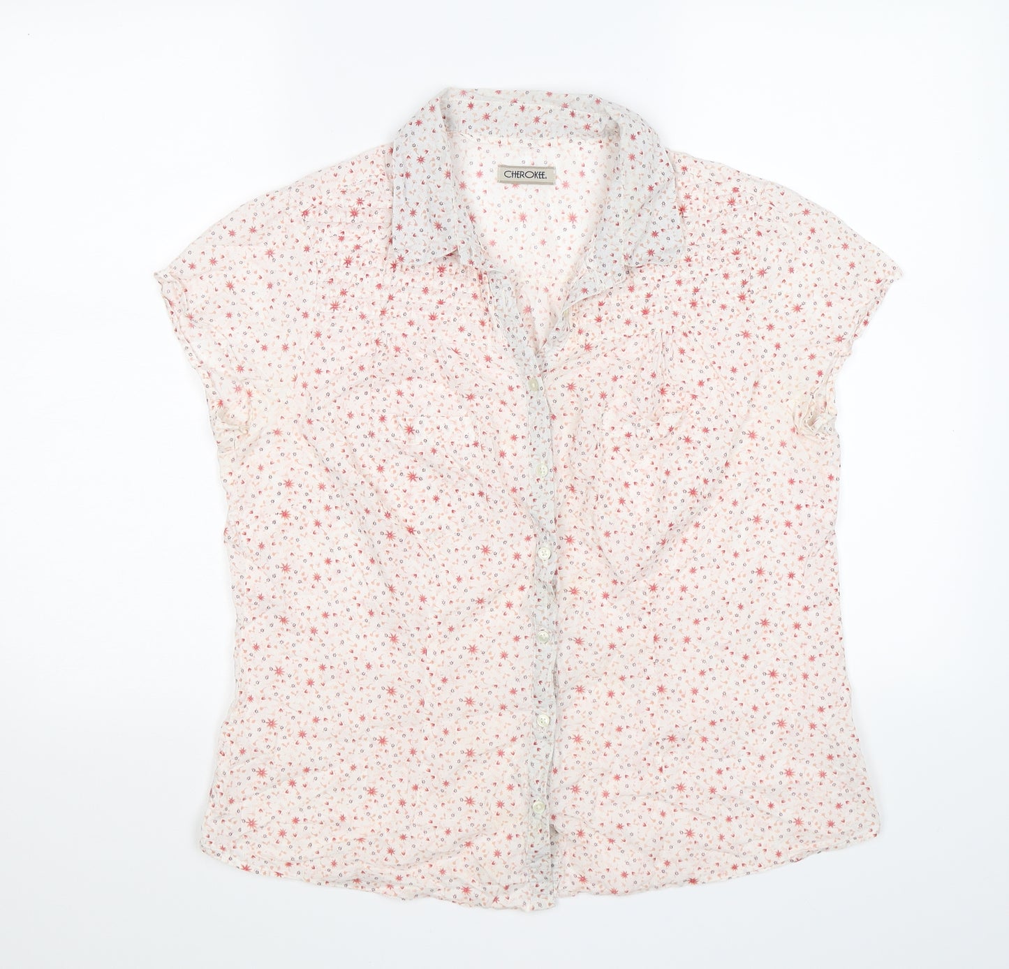 Cherokee Womens Beige Floral  Basic Blouse Size 16