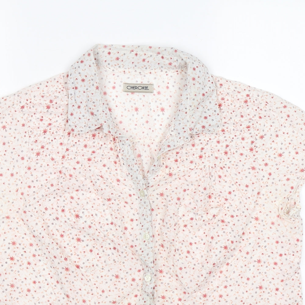 Cherokee Womens Beige Floral  Basic Blouse Size 16