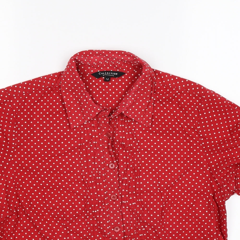 Debenhams Womens Red Polka Dot  Basic Blouse Size 12