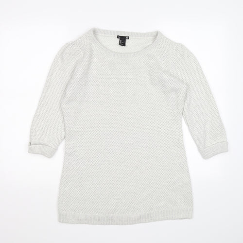 H&M Womens Silver  Knit Pullover Jumper Size L