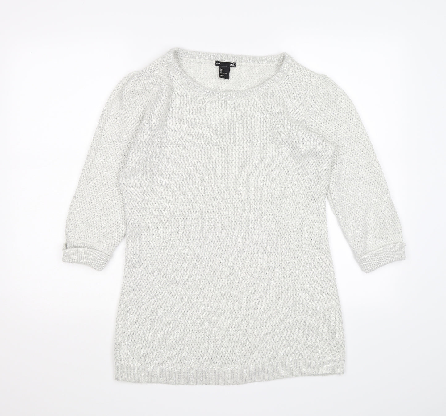 H&M Womens Silver  Knit Pullover Jumper Size L