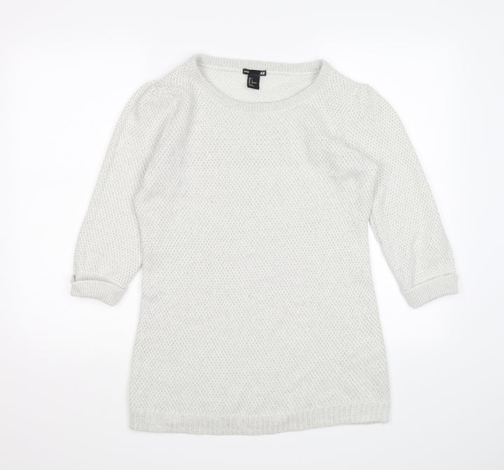 H&M Womens Silver  Knit Pullover Jumper Size L