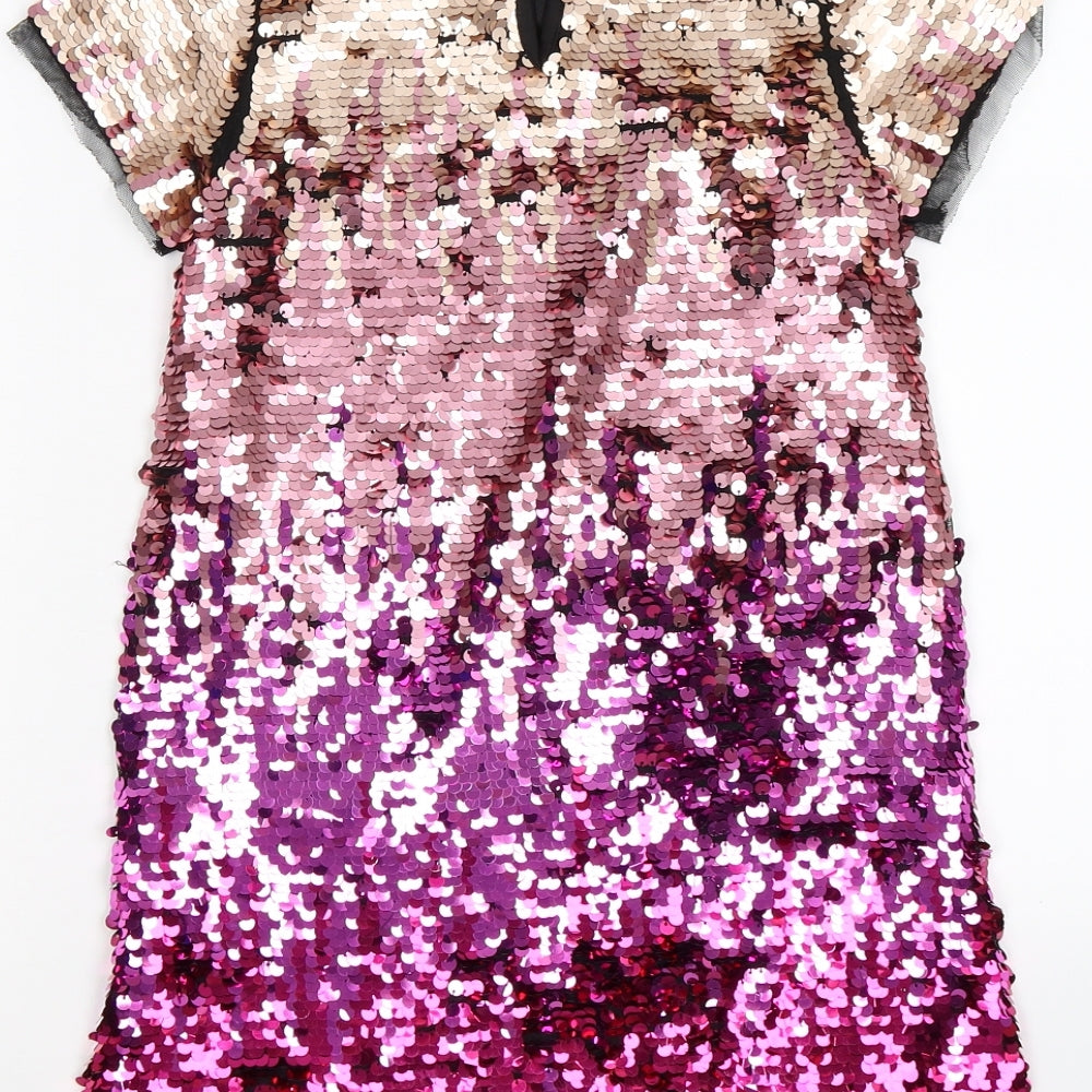 Primark Girls Pink   A-Line  Size 6-7 Years  - Sequins. Ombre