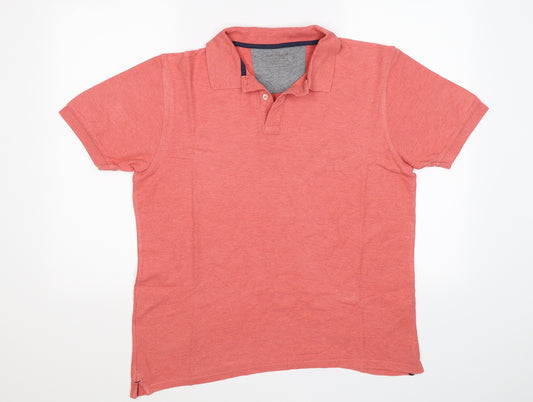 Front view of modern classics men’s red polo, size M