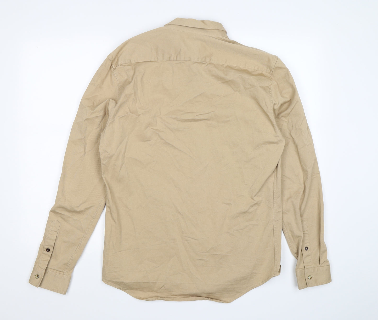 Zara Mens Beige  Denim  Button-Up Size M