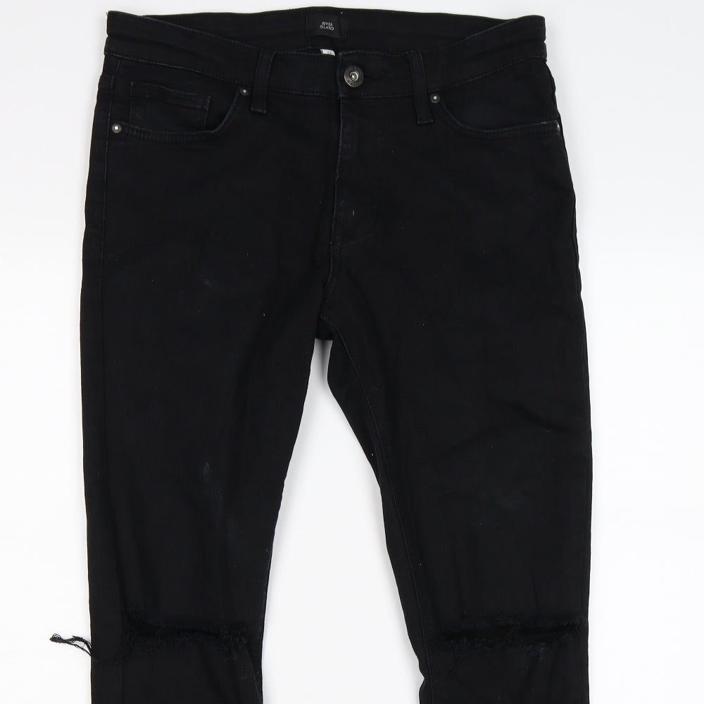 River Island Mens Black  Denim Skinny Jeans Size 32 L30 in