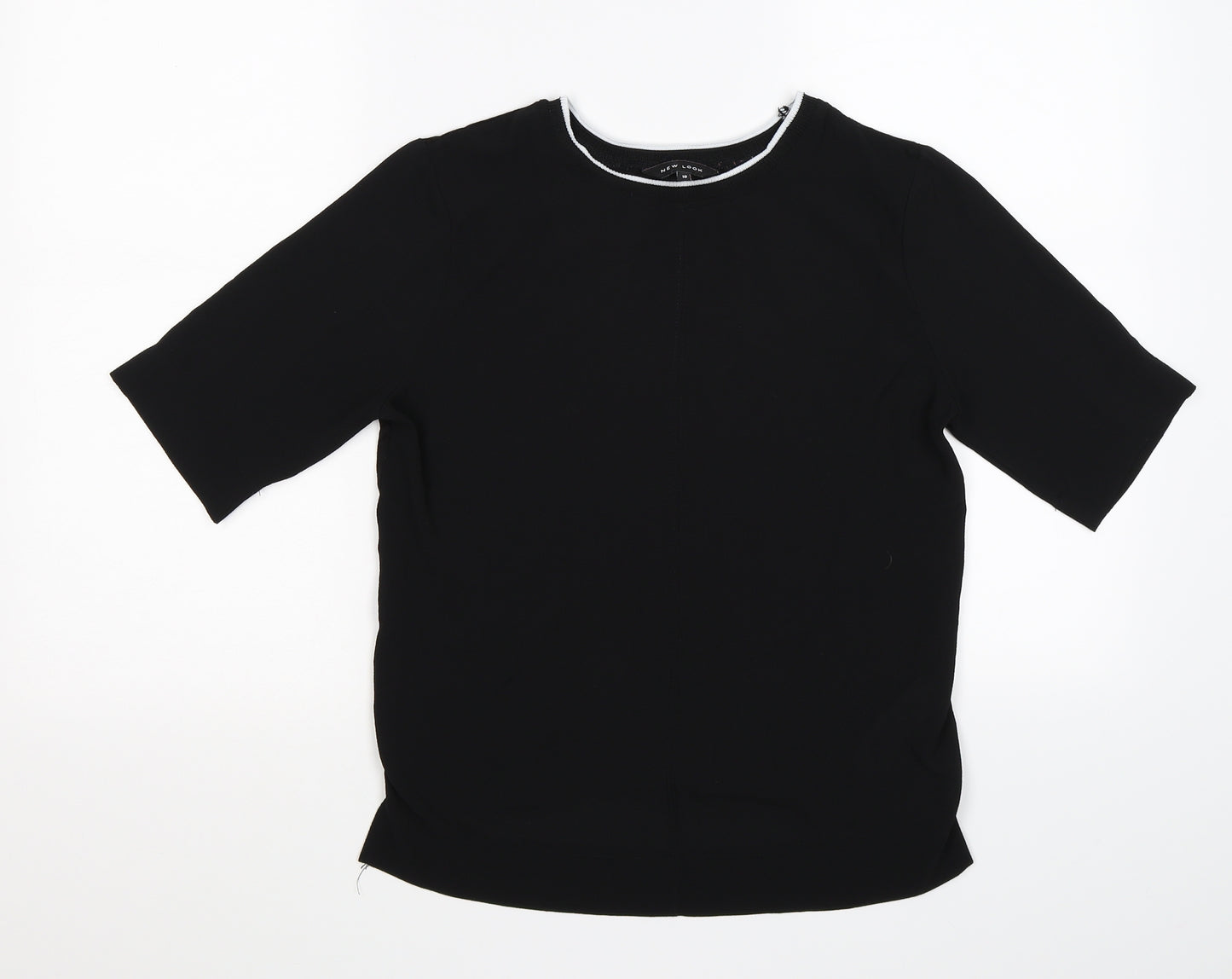 New Look Womens Black  Chiffon Basic T-Shirt Size 10