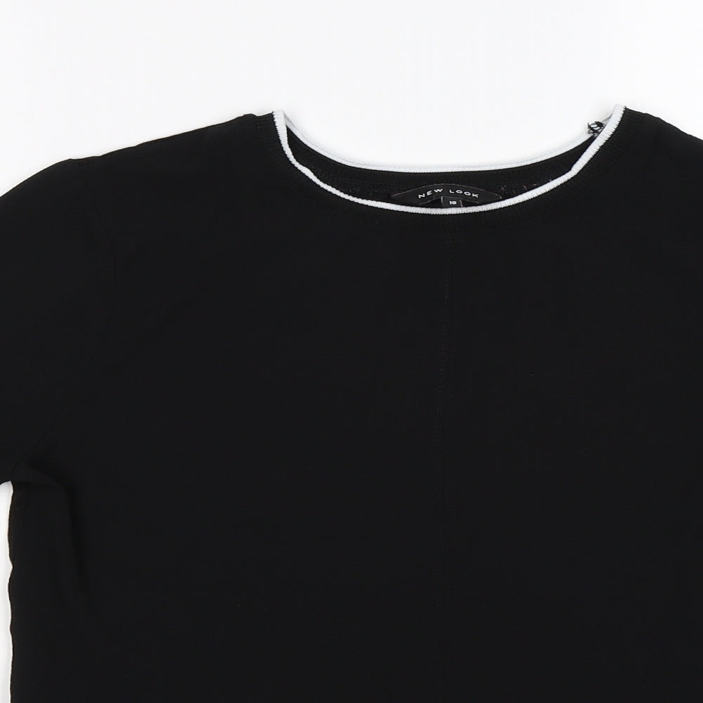 New Look Womens Black  Chiffon Basic T-Shirt Size 10