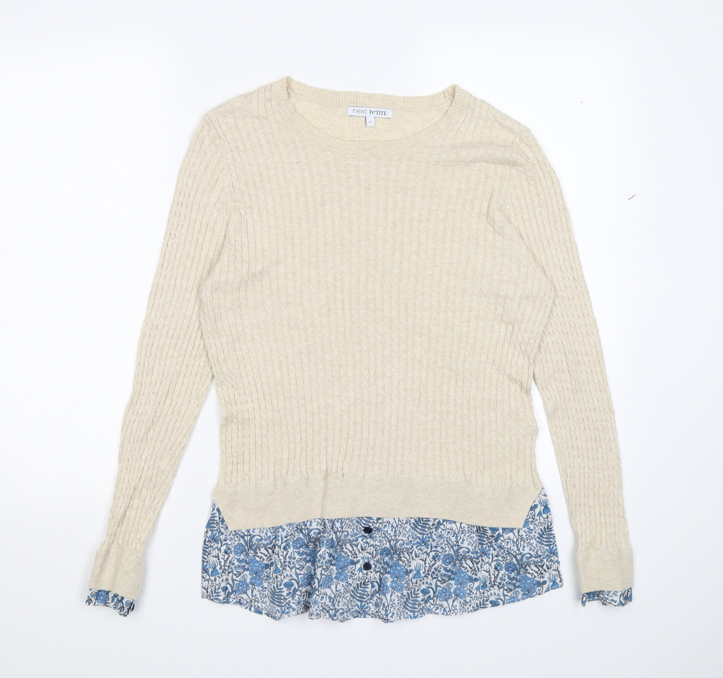 NEXT Womens Beige  Knit Pullover Jumper Size 14  - mock shirt layer