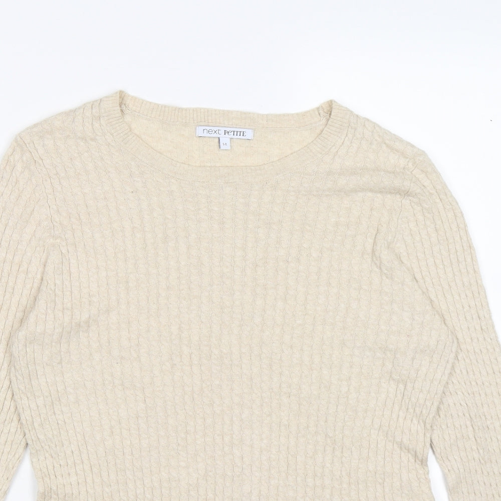 NEXT Womens Beige  Knit Pullover Jumper Size 14  - mock shirt layer