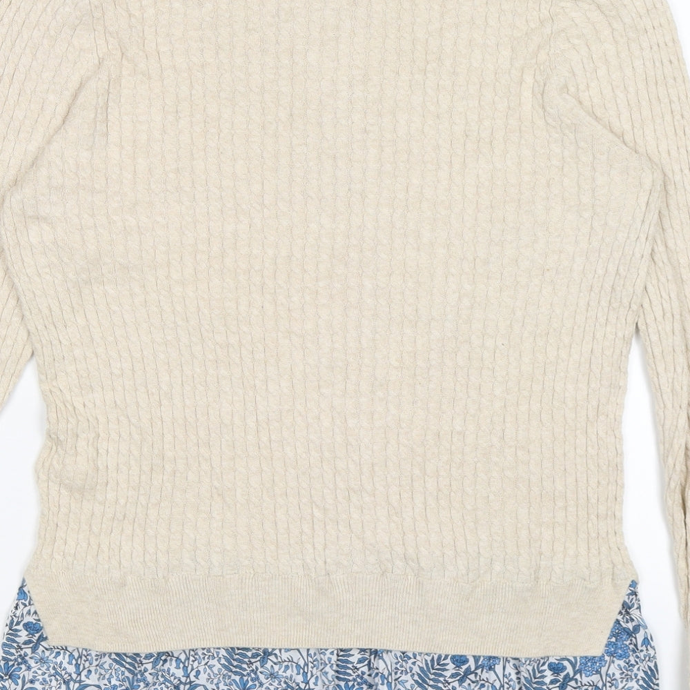 NEXT Womens Beige  Knit Pullover Jumper Size 14  - mock shirt layer