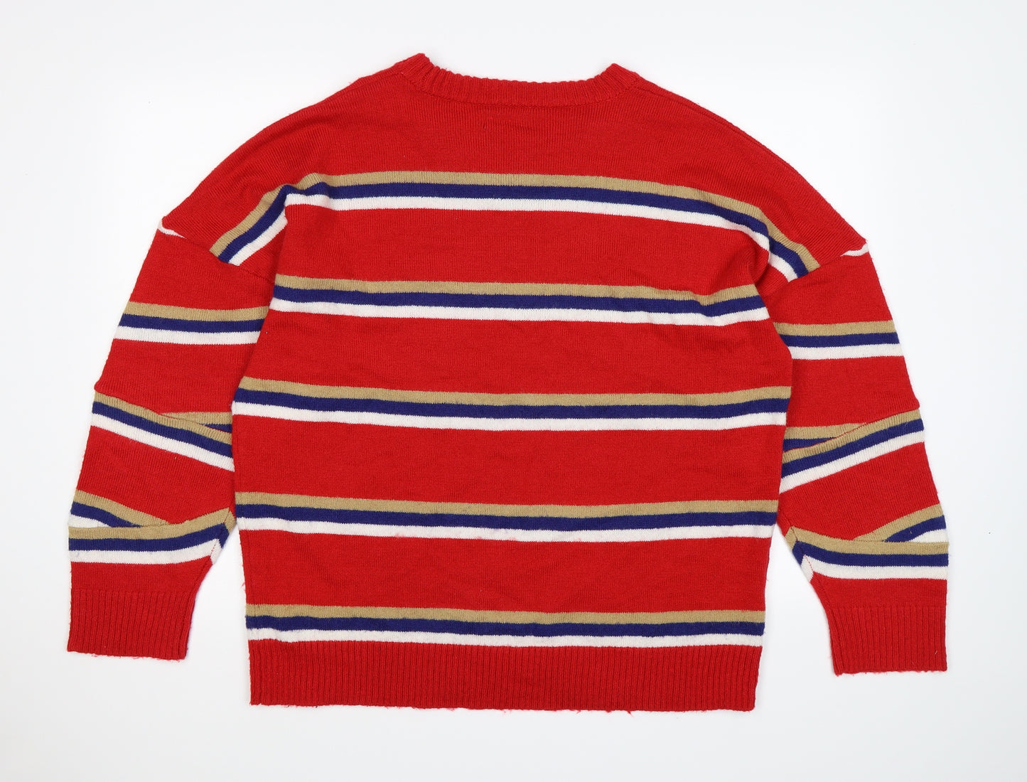 zara man Mens Red Striped Knit Pullover Jumper Size XL