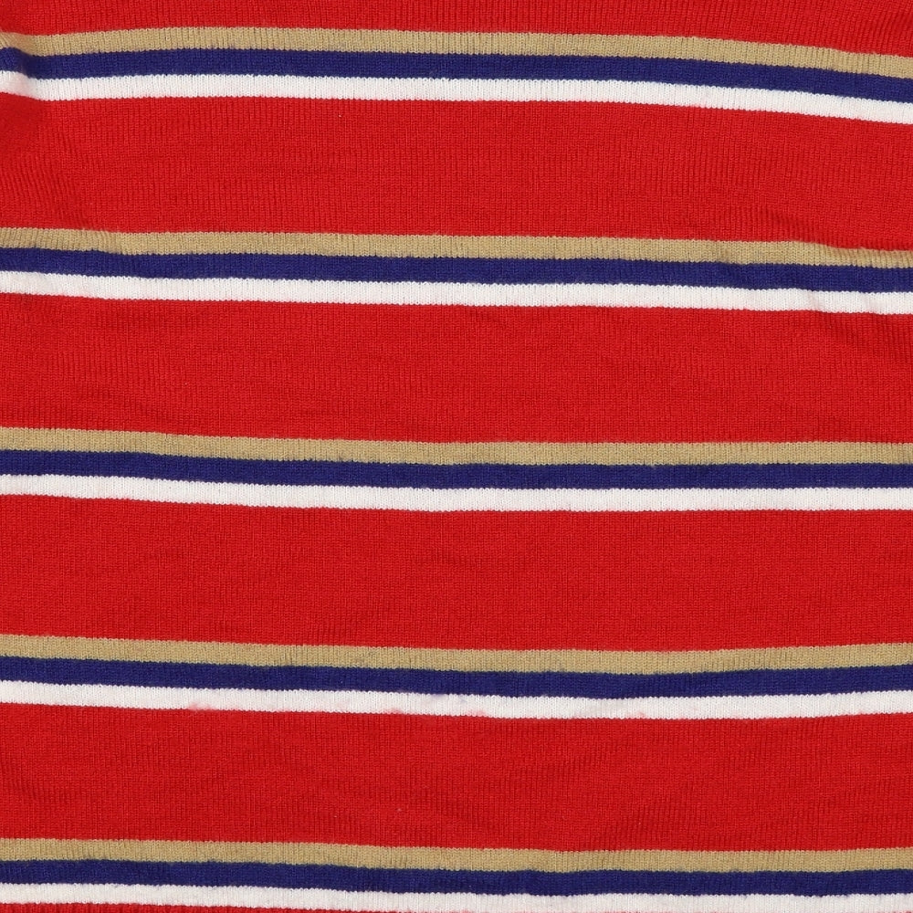 zara man Mens Red Striped Knit Pullover Jumper Size XL