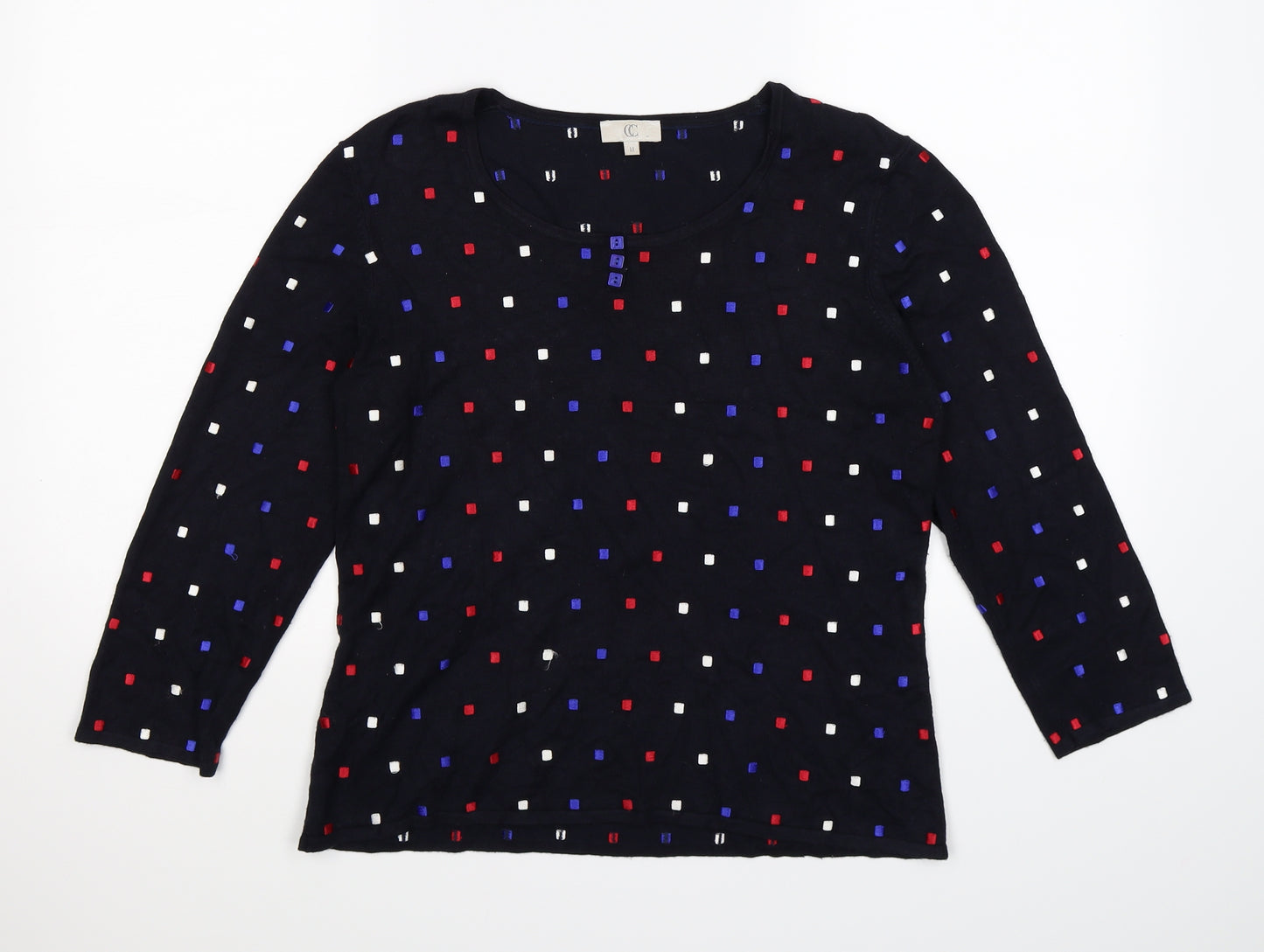 Country Casuals Womens Blue Check Knit Pullover Jumper Size M