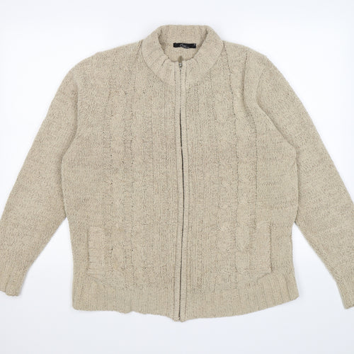 Bonmarché Womens Beige  Knit Full Zip Jumper Size M