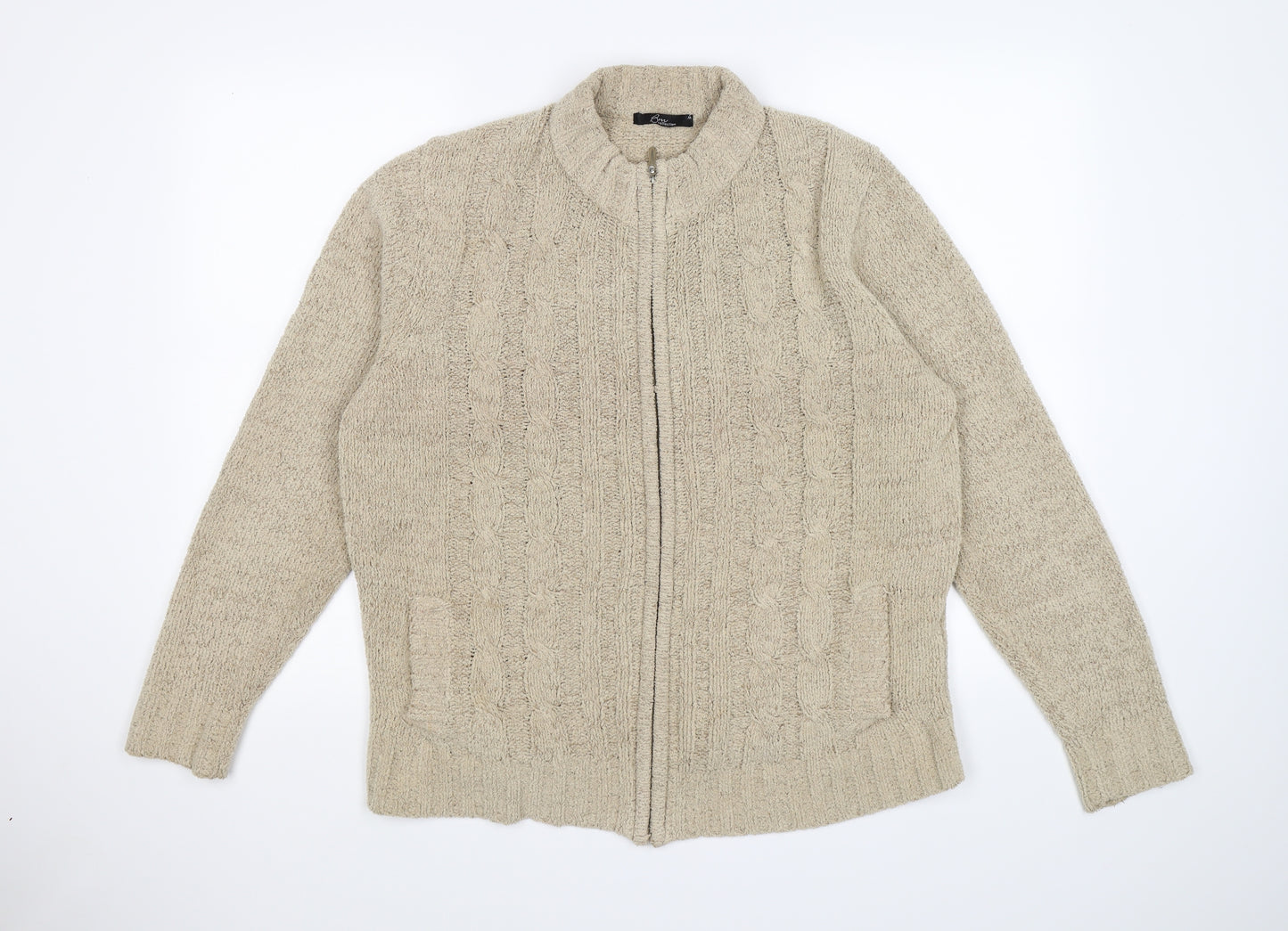 Bonmarché Womens Beige  Knit Full Zip Jumper Size M