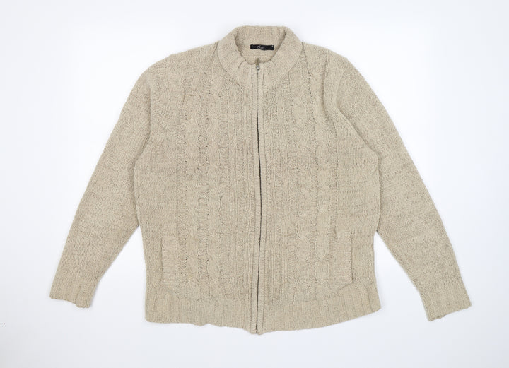 Bonmarché Womens Beige  Knit Full Zip Jumper Size M