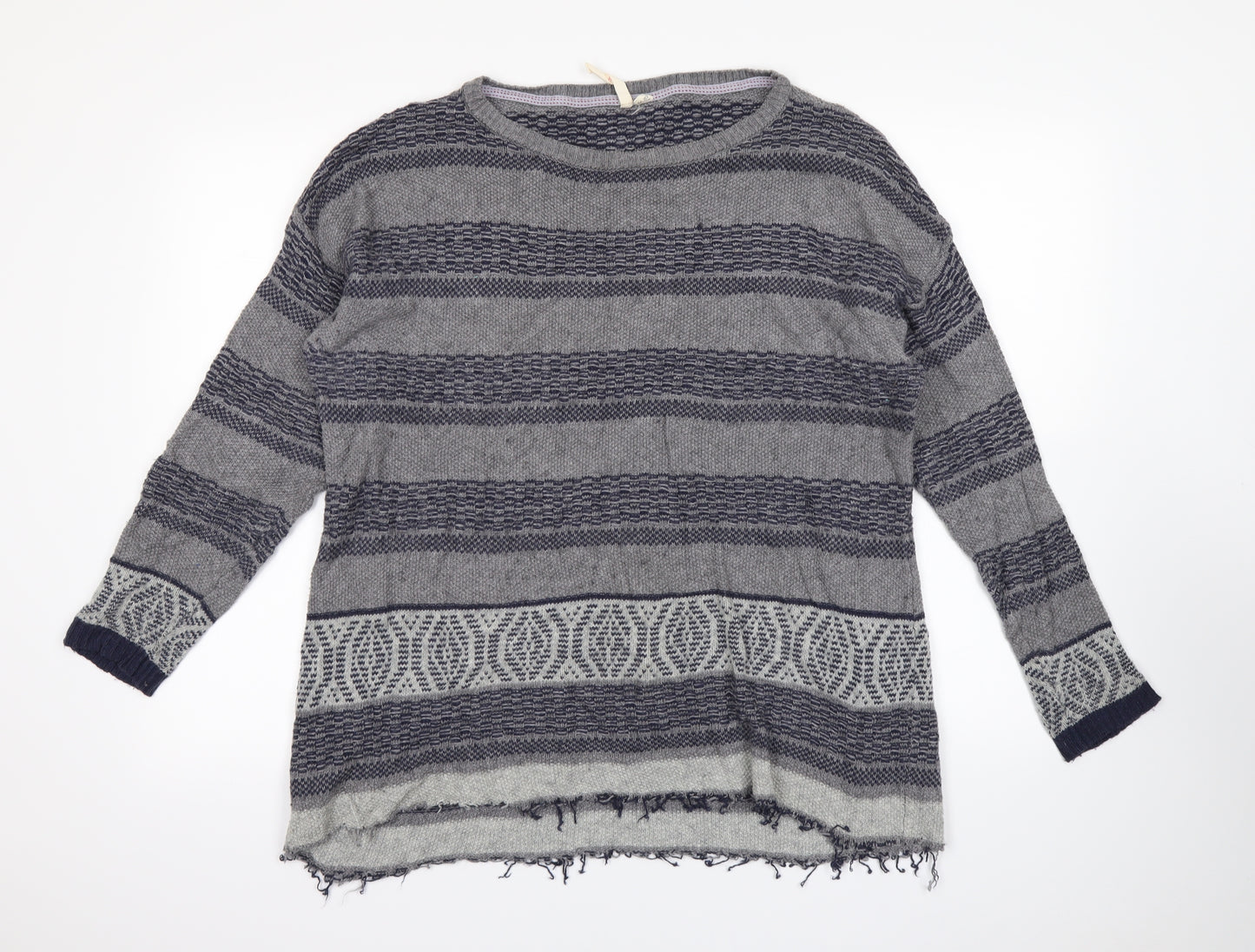 White Stuff Womens Grey Striped  Pullover Jumper Size 18