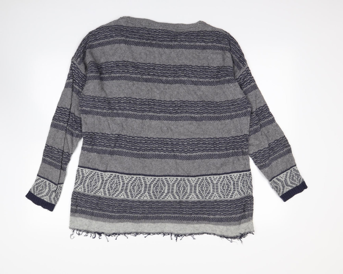 White Stuff Womens Grey Striped  Pullover Jumper Size 18